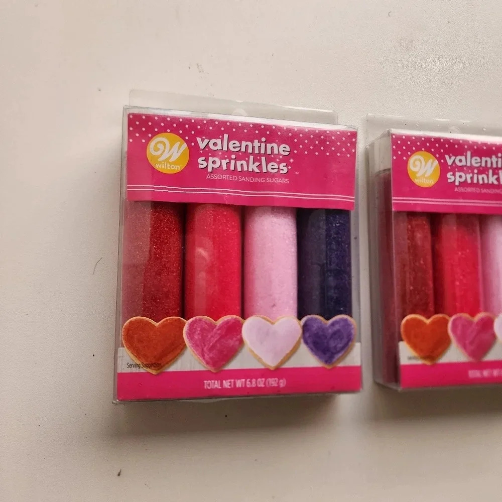 2 Pack Wilton Valentine Sprinkles Assorted Sanding Sugar Cupcake Topper Pink Red - Picture 4 of 8